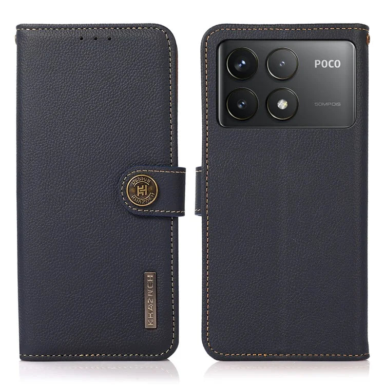 KHAZNEH For Xiaomi Poco F6 Pro 5G / Redmi K70 5G / K70 Pro 5G Case Genuine Cow Leather Wallet Cover