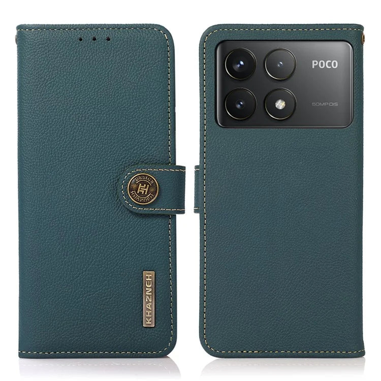 KHAZNEH For Xiaomi Poco F6 Pro 5G / Redmi K70 5G / K70 Pro 5G Case Genuine Cow Leather Wallet Cover