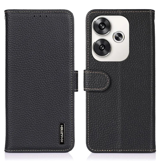KHAZNEH For Xiaomi Poco F6 5G / Redmi Turbo 3 5G Case Genuine Cow Leather Wallet Shockproof Phone Cover