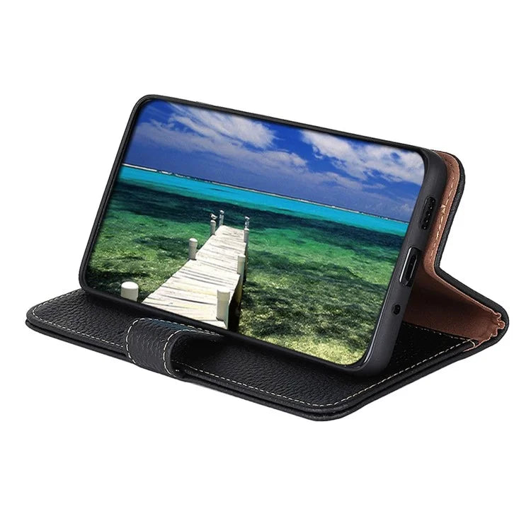 KHAZNEH For Xiaomi Poco F6 5G / Redmi Turbo 3 5G Case Genuine Cow Leather Wallet Shockproof Phone Cover