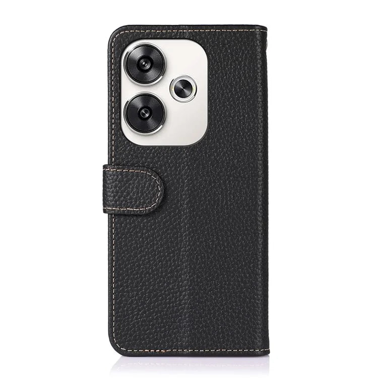 KHAZNEH For Xiaomi Poco F6 5G / Redmi Turbo 3 5G Case Genuine Cow Leather Wallet Shockproof Phone Cover