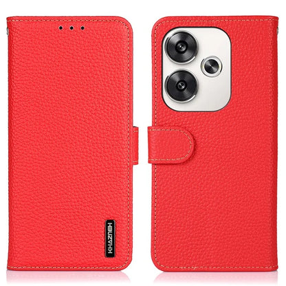 KHAZNEH For Xiaomi Poco F6 5G / Redmi Turbo 3 5G Case Genuine Cow Leather Wallet Shockproof Phone Cover