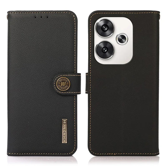KHAZNEH For Xiaomi Poco F6 5G / Redmi Turbo 3 5G Case Genuine Cow Leather Wallet Cover