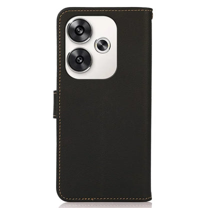 KHAZNEH For Xiaomi Poco F6 5G / Redmi Turbo 3 5G Case Genuine Cow Leather Wallet Cover