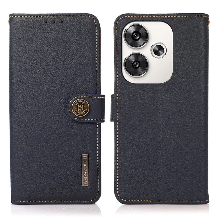 KHAZNEH For Xiaomi Poco F6 5G / Redmi Turbo 3 5G Case Genuine Cow Leather Wallet Cover