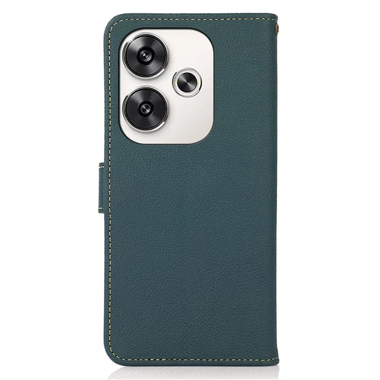 KHAZNEH For Xiaomi Poco F6 5G / Redmi Turbo 3 5G Case Genuine Cow Leather Wallet Cover