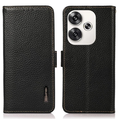 KHAZNEH For Xiaomi Poco F6 5G / Redmi Turbo 3 5G Case Genuine Cow Leather Cover RFID Blocking