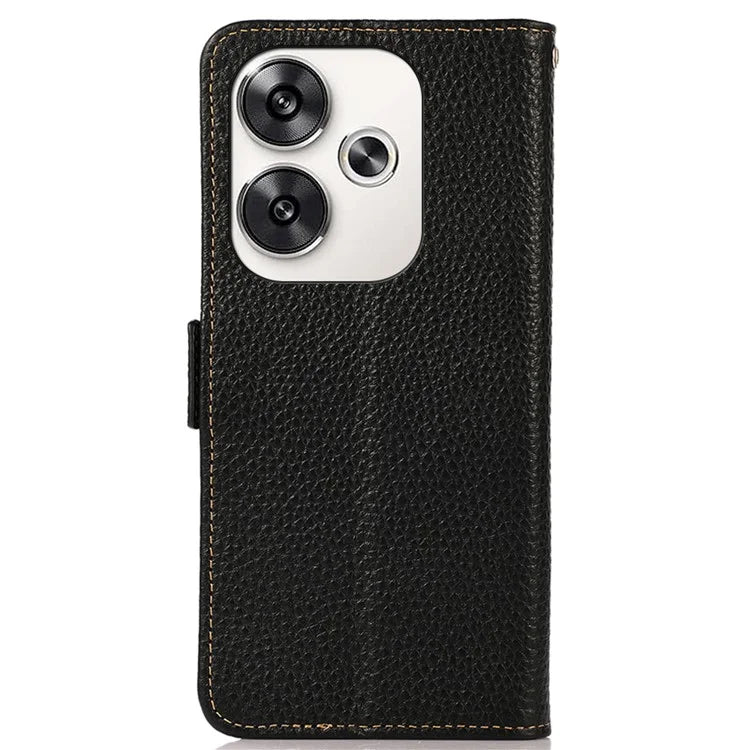 KHAZNEH For Xiaomi Poco F6 5G / Redmi Turbo 3 5G Case Genuine Cow Leather Cover RFID Blocking