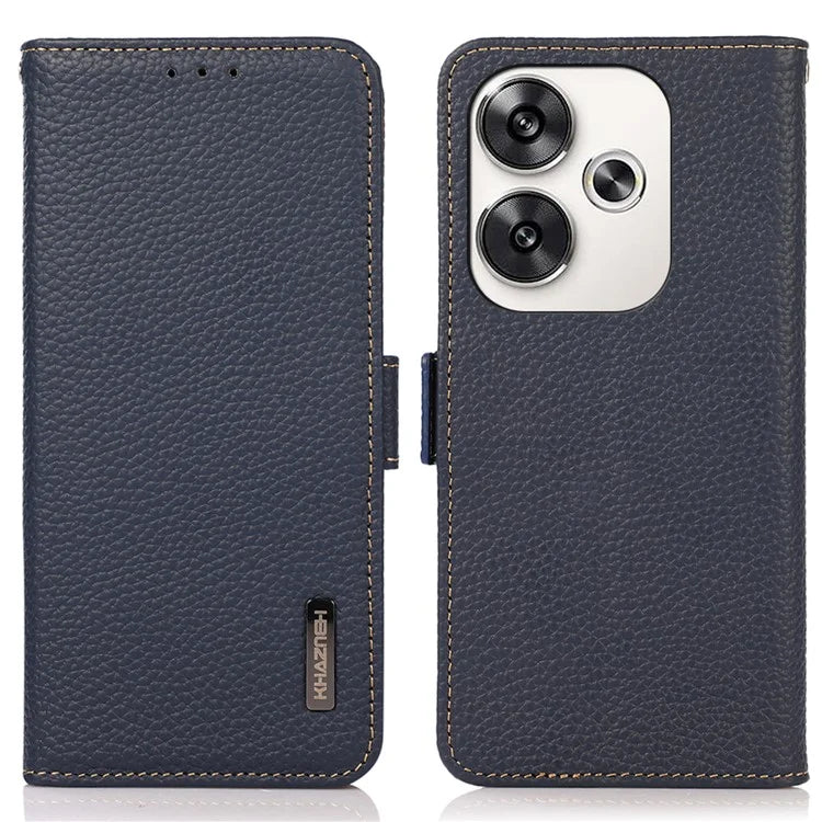 KHAZNEH For Xiaomi Poco F6 5G / Redmi Turbo 3 5G Case Genuine Cow Leather Cover RFID Blocking
