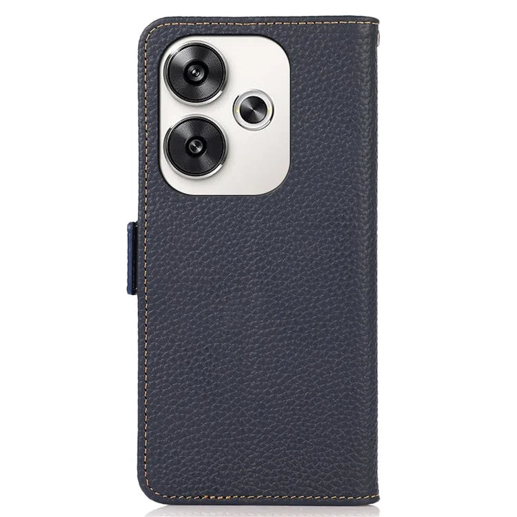 KHAZNEH For Xiaomi Poco F6 5G / Redmi Turbo 3 5G Case Genuine Cow Leather Cover RFID Blocking