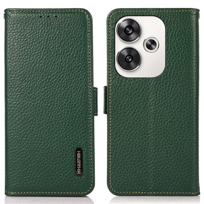 KHAZNEH For Xiaomi Poco F6 5G / Redmi Turbo 3 5G Case Genuine Cow Leather Cover RFID Blocking