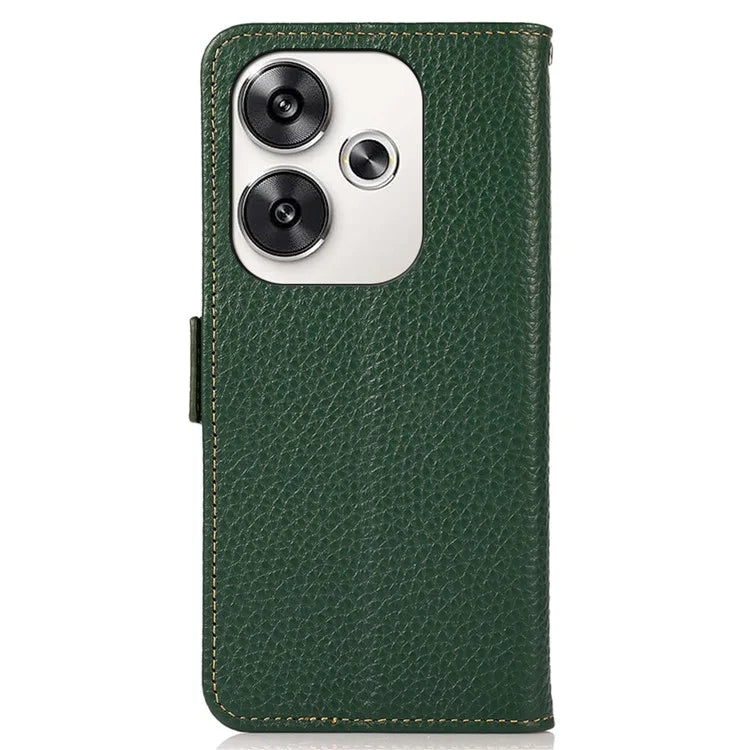 KHAZNEH For Xiaomi Poco F6 5G / Redmi Turbo 3 5G Case Genuine Cow Leather Cover RFID Blocking
