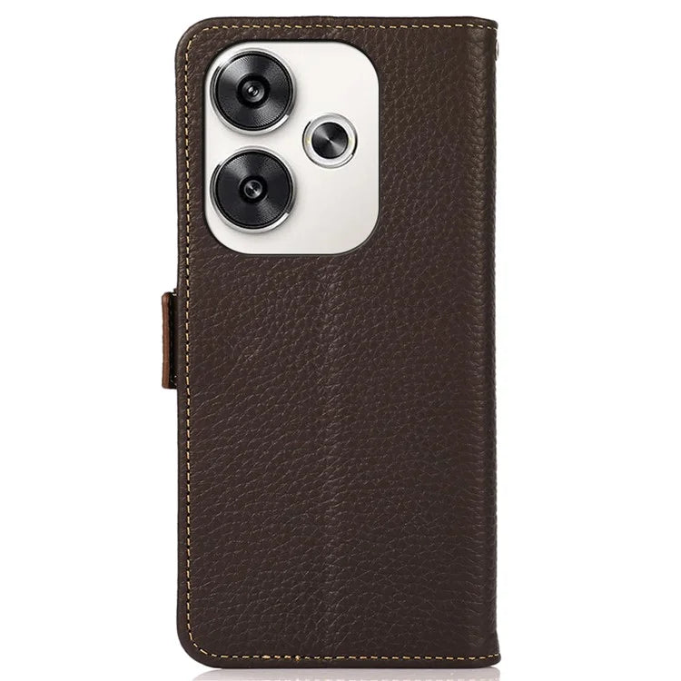 KHAZNEH For Xiaomi Poco F6 5G / Redmi Turbo 3 5G Case Genuine Cow Leather Cover RFID Blocking