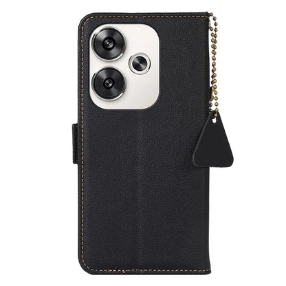 TJ For Xiaomi Poco F6 5G / Redmi Turbo 3 5G Case Genuine Cow Leather Wallet Phone Cover