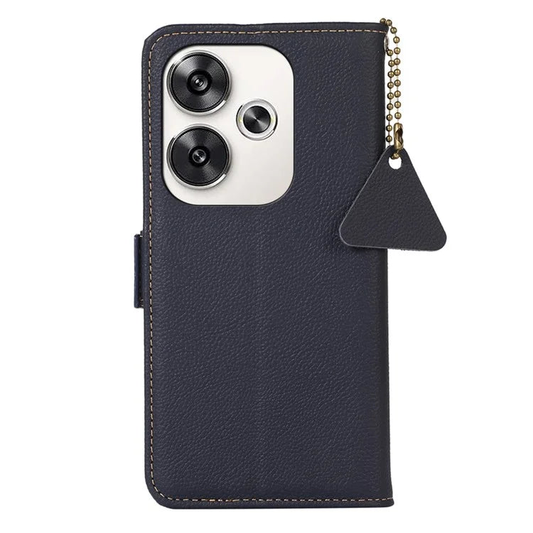 TJ For Xiaomi Poco F6 5G / Redmi Turbo 3 5G Case Genuine Cow Leather Wallet Phone Cover