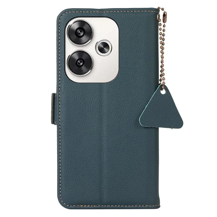 TJ For Xiaomi Poco F6 5G / Redmi Turbo 3 5G Case Genuine Cow Leather Wallet Phone Cover