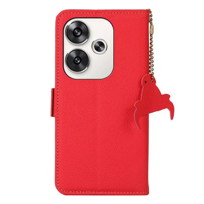 TJ For Xiaomi Poco F6 5G / Redmi Turbo 3 5G Case Genuine Cow Leather Wallet Phone Cover