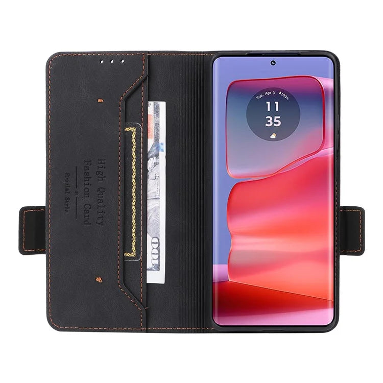 For Motorola Edge 50 Pro 5G Case Leather Wallet Phone Cover Hardware Decor