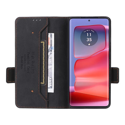 For Motorola Edge 50 Pro 5G Case Leather Wallet Phone Cover Hardware Decor