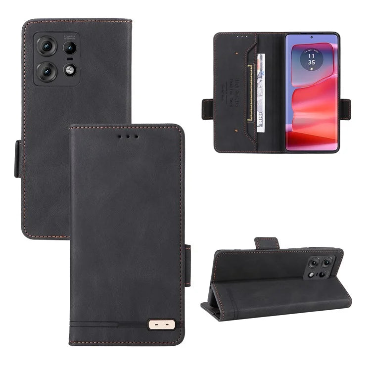 For Motorola Edge 50 Pro 5G Case Leather Wallet Phone Cover Hardware Decor