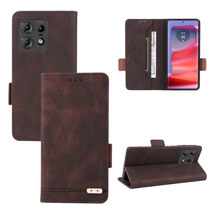 For Motorola Edge 50 Pro 5G Case Leather Wallet Phone Cover Hardware Decor