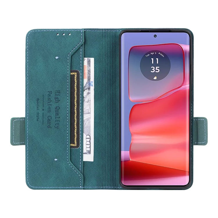 For Motorola Edge 50 Pro 5G Case Leather Wallet Phone Cover Hardware Decor