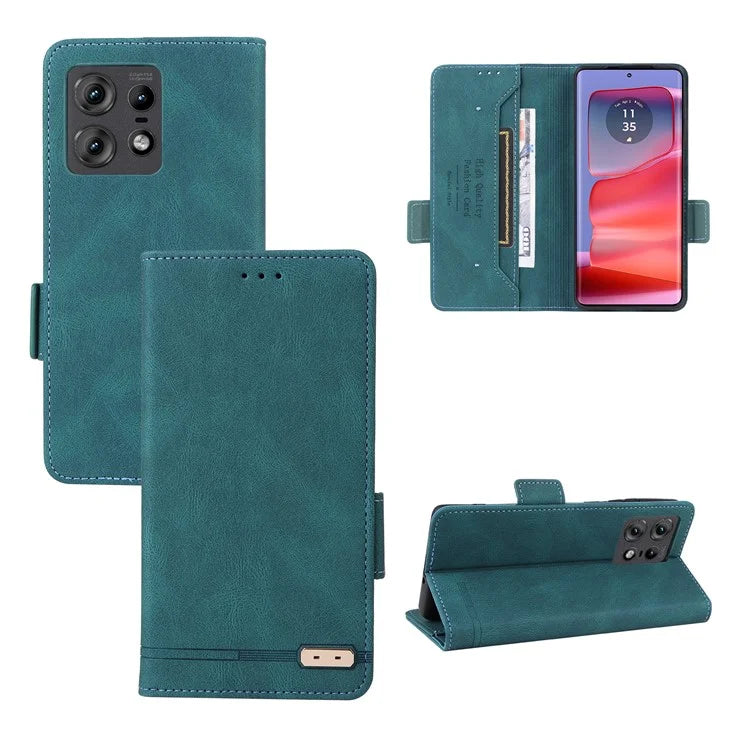 For Motorola Edge 50 Pro 5G Case Leather Wallet Phone Cover Hardware Decor