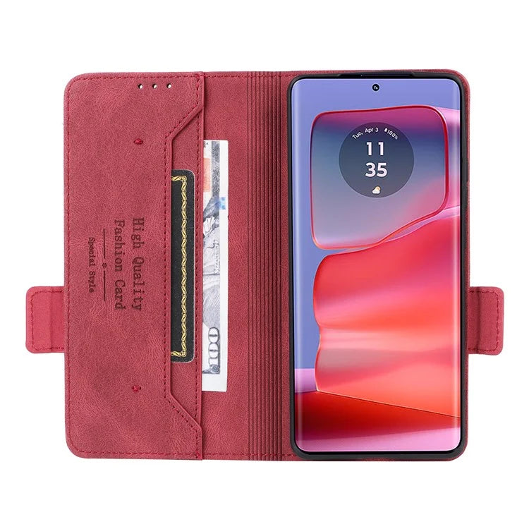 For Motorola Edge 50 Pro 5G Case Leather Wallet Phone Cover Hardware Decor