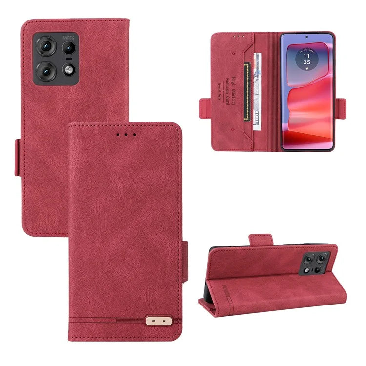 For Motorola Edge 50 Pro 5G Case Leather Wallet Phone Cover Hardware Decor