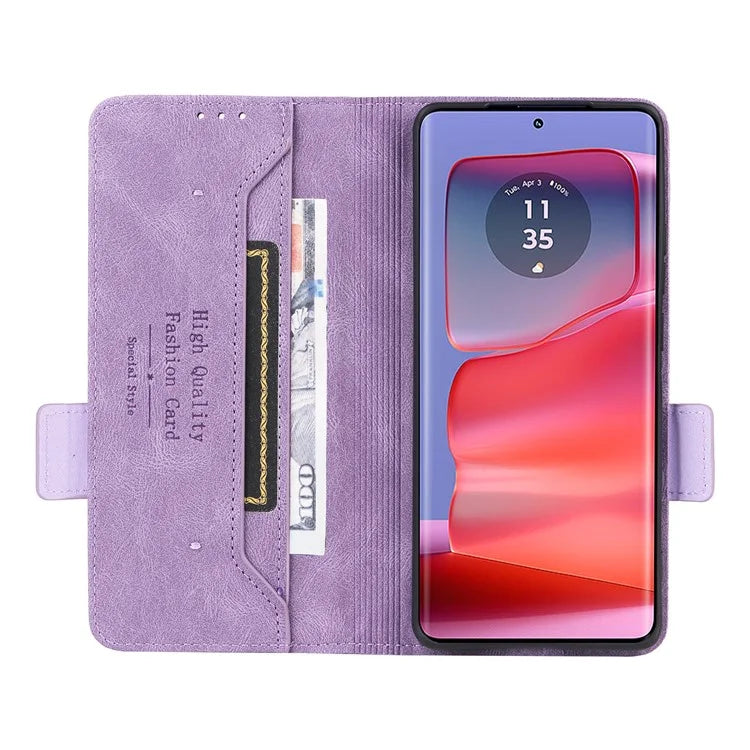 For Motorola Edge 50 Pro 5G Case Leather Wallet Phone Cover Hardware Decor