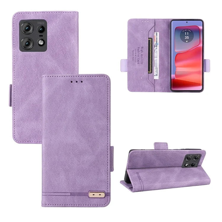 For Motorola Edge 50 Pro 5G Case Leather Wallet Phone Cover Hardware Decor