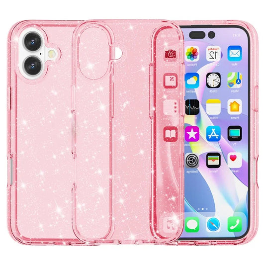 For iPhone 16 Plus Case Sparkly Glitter PC+TPU Phone Cover