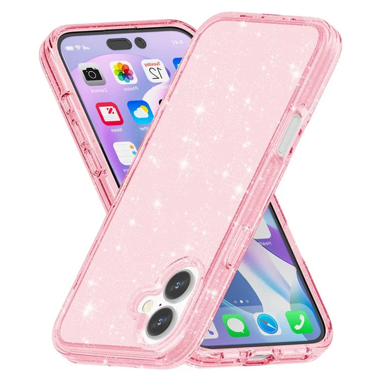 For iPhone 16 Plus Case Sparkly Glitter PC+TPU Phone Cover