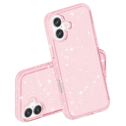 For iPhone 16 Plus Case Sparkly Glitter PC+TPU Phone Cover