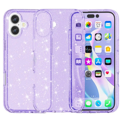 For iPhone 16 Plus Case Sparkly Glitter PC+TPU Phone Cover