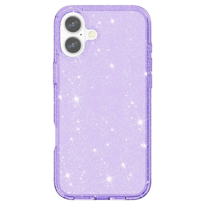 For iPhone 16 Plus Case Sparkly Glitter PC+TPU Phone Cover