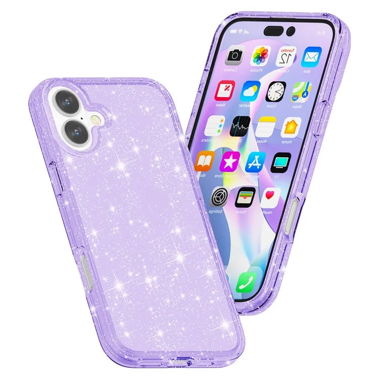For iPhone 16 Plus Case Sparkly Glitter PC+TPU Phone Cover