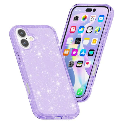 For iPhone 16 Plus Case Sparkly Glitter PC+TPU Phone Cover