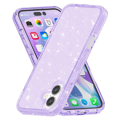 For iPhone 16 Plus Case Sparkly Glitter PC+TPU Phone Cover