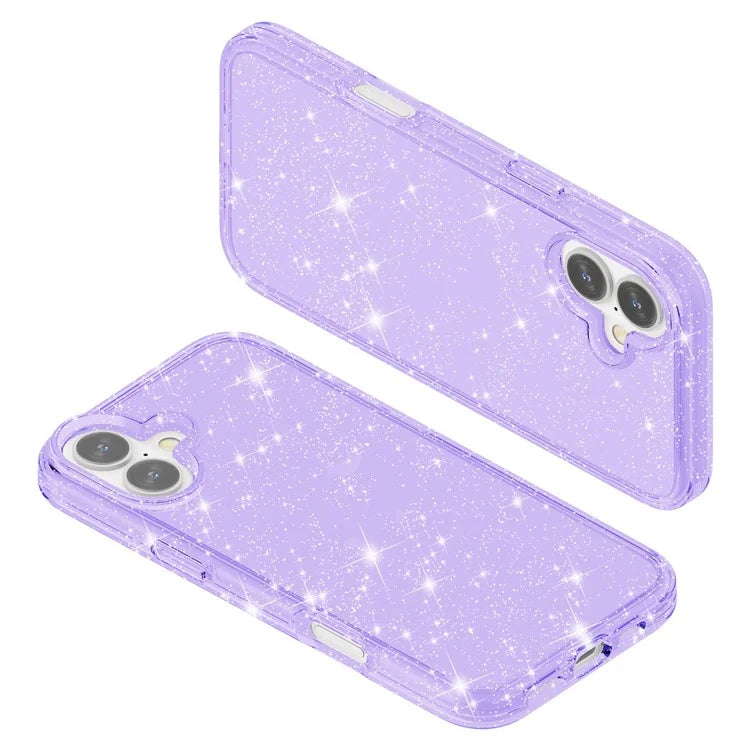 For iPhone 16 Plus Case Sparkly Glitter PC+TPU Phone Cover