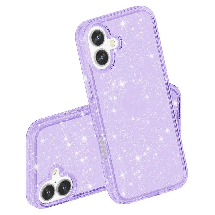 For iPhone 16 Plus Case Sparkly Glitter PC+TPU Phone Cover