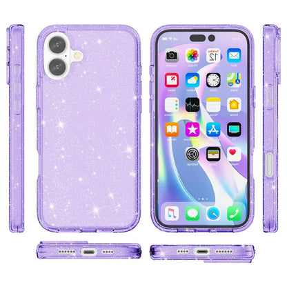 For iPhone 16 Plus Case Sparkly Glitter PC+TPU Phone Cover