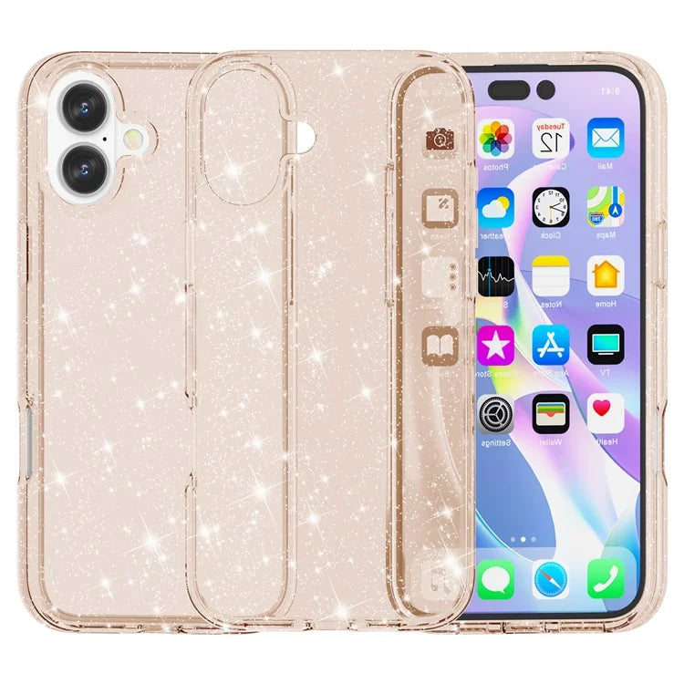 For iPhone 16 Plus Case Sparkly Glitter PC+TPU Phone Cover
