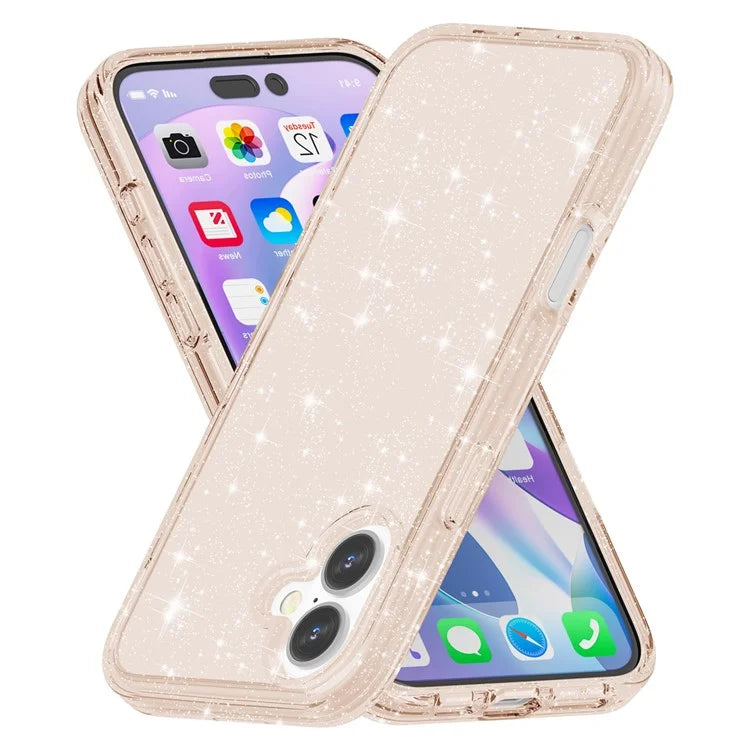 For iPhone 16 Plus Case Sparkly Glitter PC+TPU Phone Cover