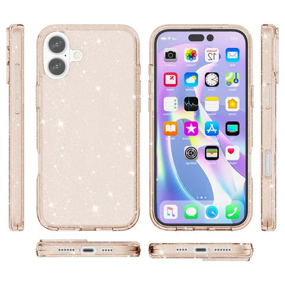 For iPhone 16 Plus Case Sparkly Glitter PC+TPU Phone Cover