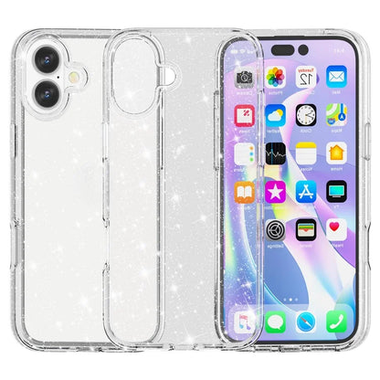 For iPhone 16 Plus Case Sparkly Glitter PC+TPU Phone Cover
