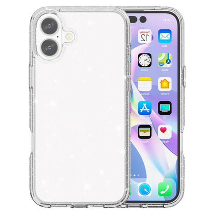 For iPhone 16 Plus Case Sparkly Glitter PC+TPU Phone Cover