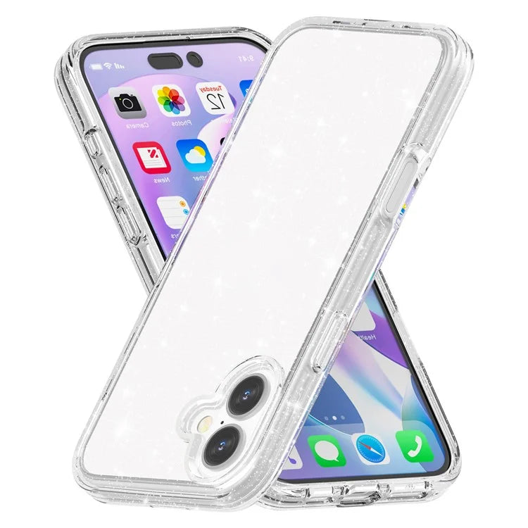 For iPhone 16 Plus Case Sparkly Glitter PC+TPU Phone Cover