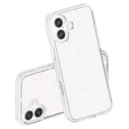 For iPhone 16 Plus Case Sparkly Glitter PC+TPU Phone Cover