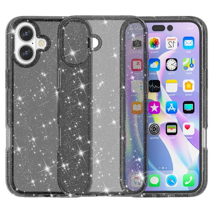 For iPhone 16 Plus Case Sparkly Glitter PC+TPU Phone Cover